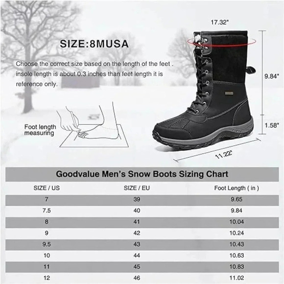 Mens Snow Duck Boots Waterproof Insulated Warm Fur Lined Winter Boots No… main image 6
